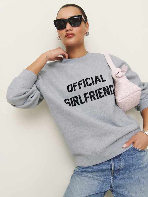 Emma Classic Crewneck Sweatshirt - Official Girlfriend Sweatshirt Heather Grey And Black